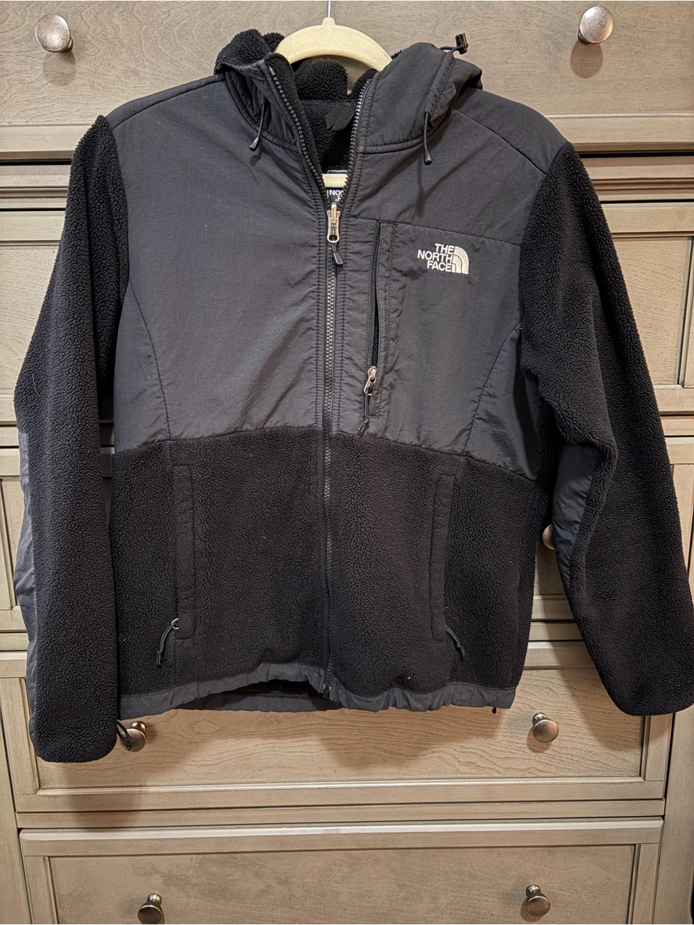 The North Face Black Hooded Fleece Jacket with Chest Pocket